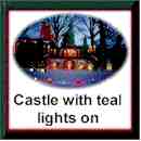 Castle with teal lights on